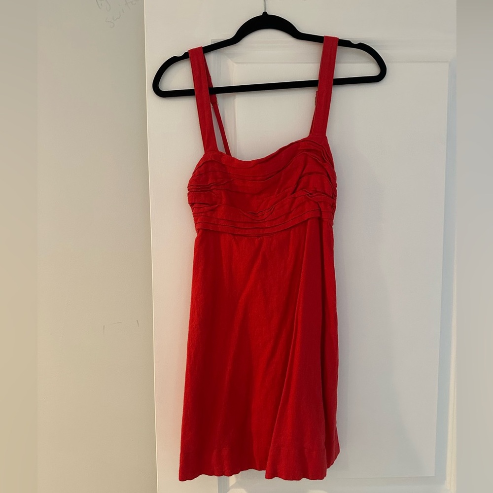 Abercrombie and Fitch red linen romper